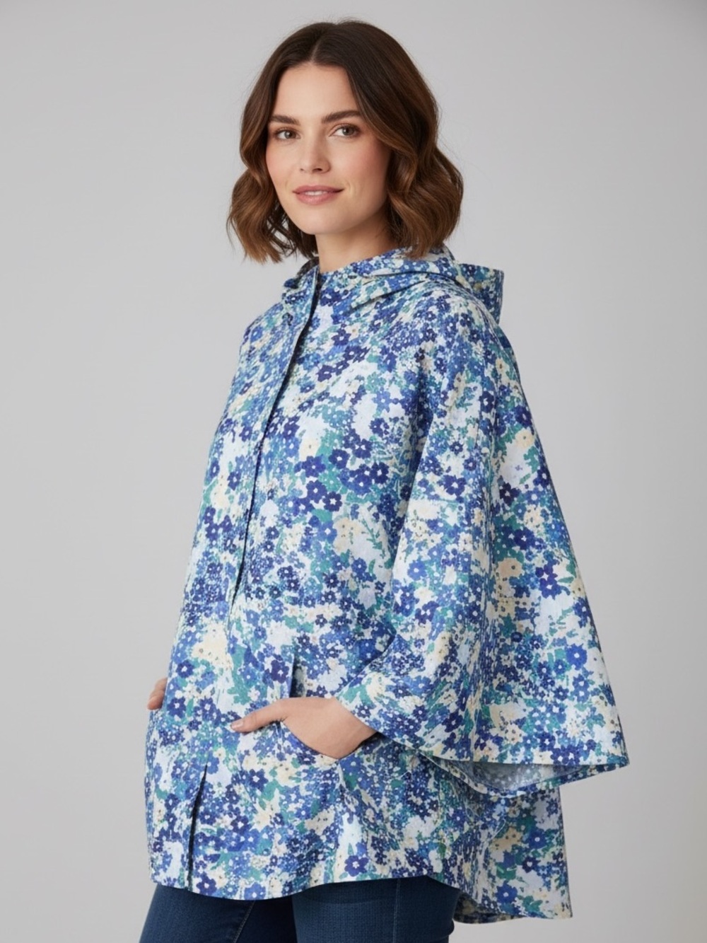 Ann Taylor Multicolored Floral Print Rain Poncho XS/S